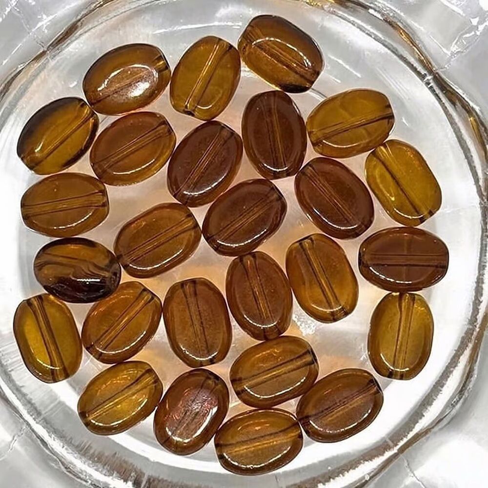 25pcs Beads for Jewelry #19691 Brown Glass Oval Beads